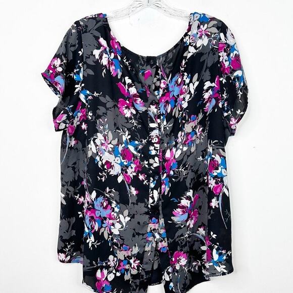 TORRID | Floral Print Scoop Neck Button Back Blouse Top Sz. 1 or a 1X - Picture 4 of 4